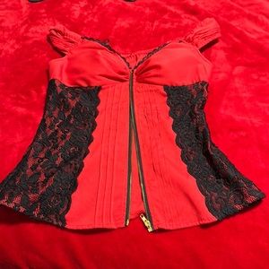 Top red and black lace